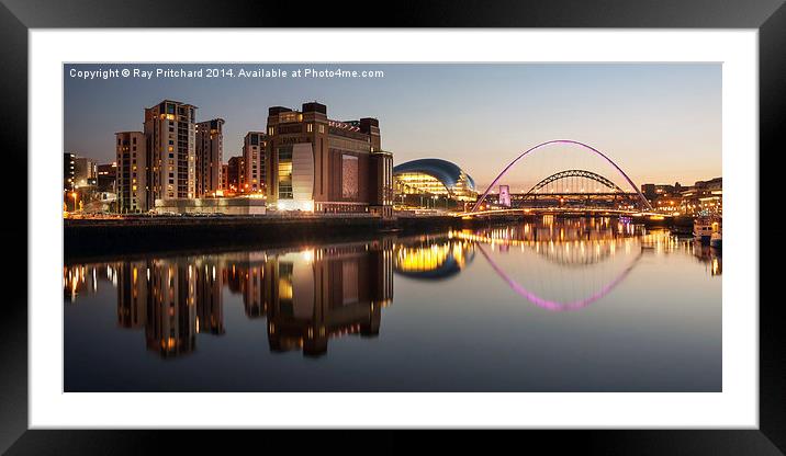 River Tyne Panorama Framed Mounted Print by Ray Pritchard