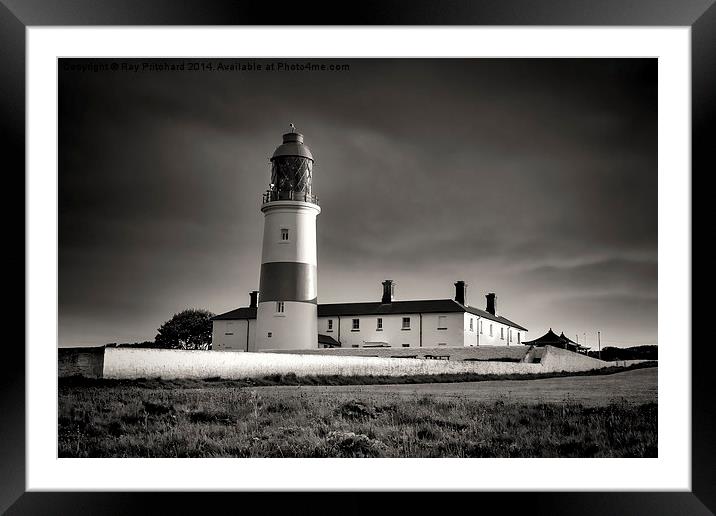 Souter Lighthouse at Sunset Framed Mounted Print by Ray Pritchard