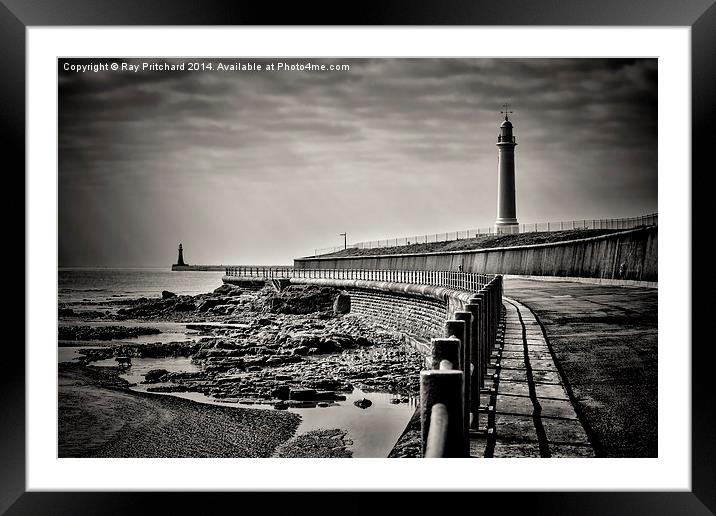 Roker Lighthouses Framed Mounted Print by Ray Pritchard