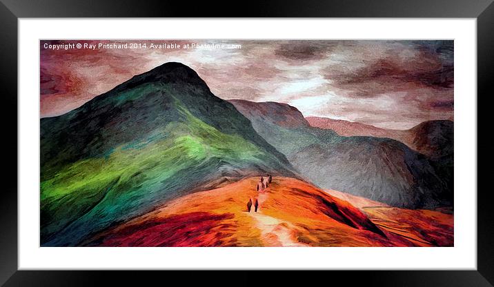 Climbing Catbells Framed Mounted Print by Ray Pritchard