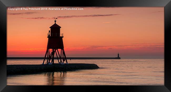 South Shields Groyne at Sunrise Framed Print by Ray Pritchard