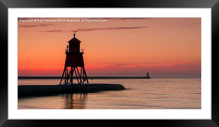 South Shields Groyne at Sunrise Framed Mounted Print by Ray Pritchard