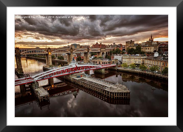  Sunset over the Tyne Framed Mounted Print by Ray Pritchard