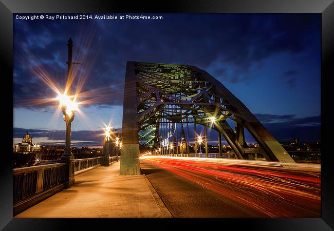 Light Trails over the Tyne Bridge Framed Print by Ray Pritchard