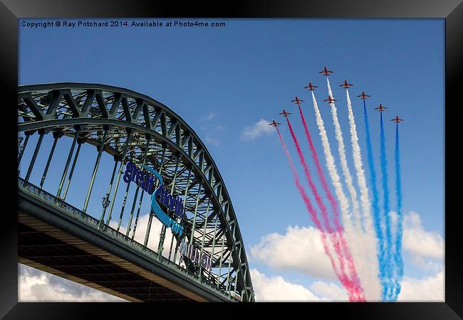  Red Arrows Over The Tyne Bridge Framed Print by Ray Pritchard