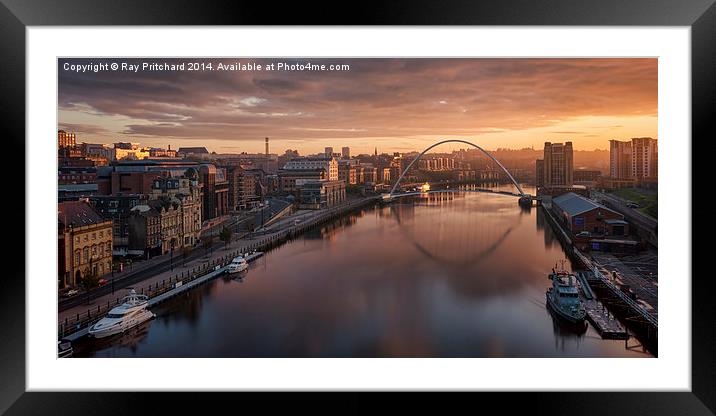Sunrise Over Newcastle Framed Mounted Print by Ray Pritchard