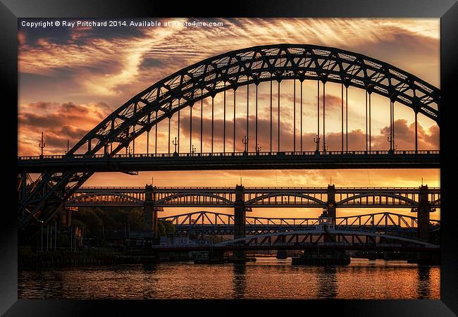 Tyne Bridge Sunset Framed Print by Ray Pritchard