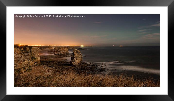  Northern Lights over Marsden Framed Mounted Print by Ray Pritchard