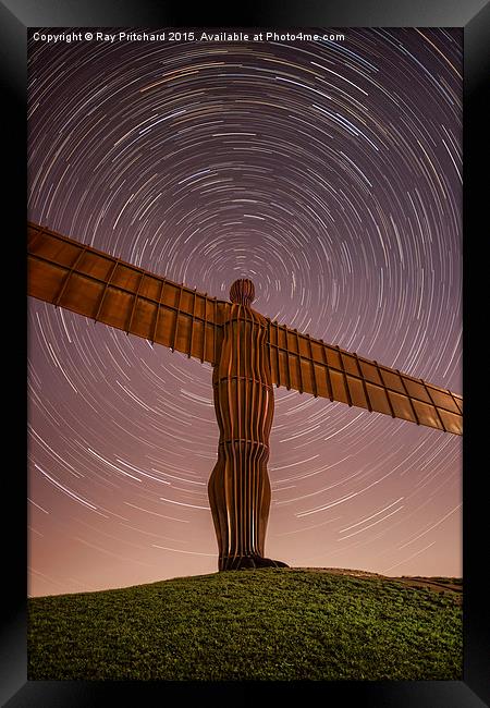   Angel of the North with Star Trails Framed Print by Ray Pritchard
