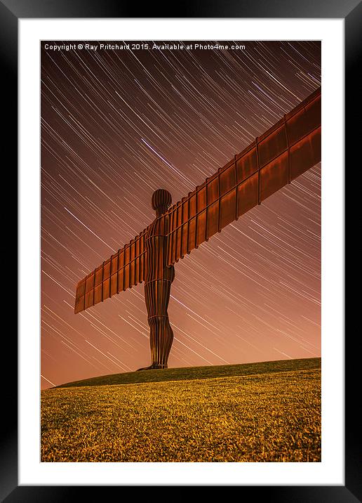  Angel of the North at Night Framed Mounted Print by Ray Pritchard