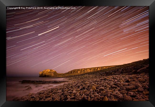 Star Trails over Target Rock Framed Print by Ray Pritchard