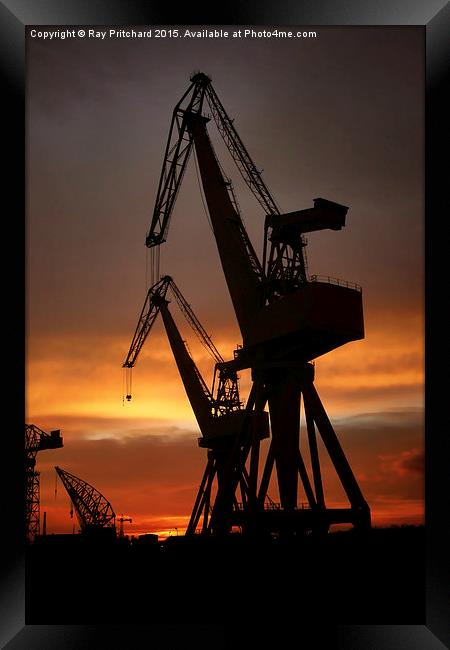  Cranes On The Tyne Framed Print by Ray Pritchard