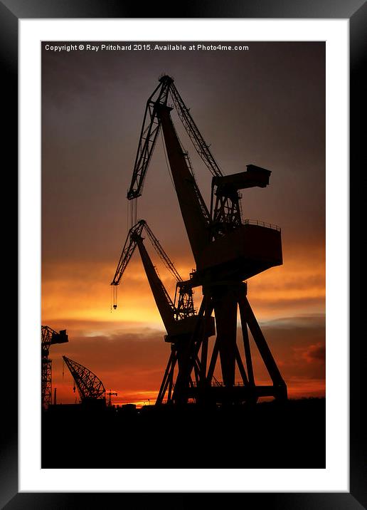  Cranes On The Tyne Framed Mounted Print by Ray Pritchard