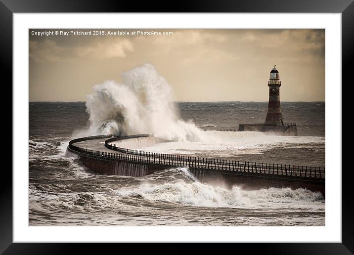Storm Waves at Roker Framed Mounted Print by Ray Pritchard