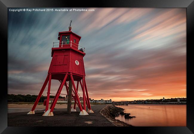  Sunset At Herd Lighthouse Framed Print by Ray Pritchard