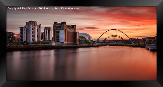  Sunset Over The Tyne Framed Print by Ray Pritchard