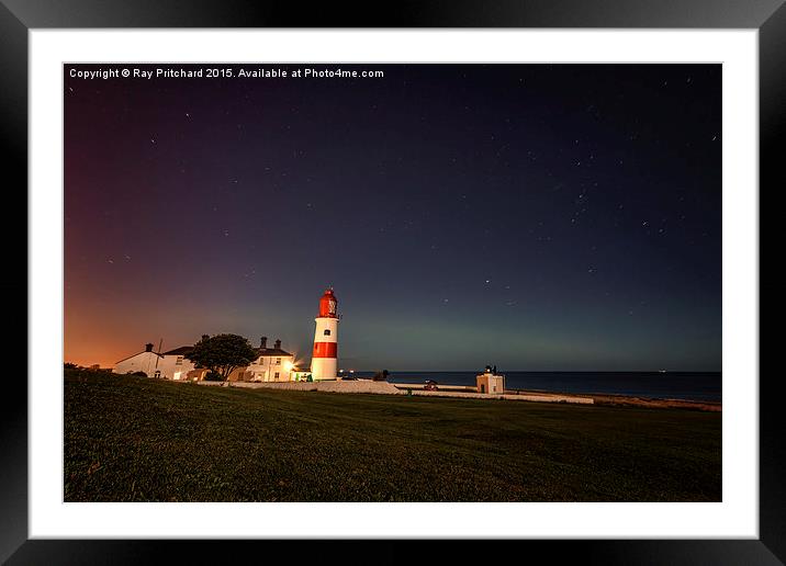 Aurora at Souter Lighthouse Framed Mounted Print by Ray Pritchard