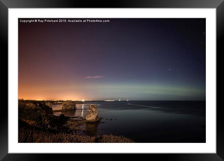  Northern Lights Over Marsden Framed Mounted Print by Ray Pritchard