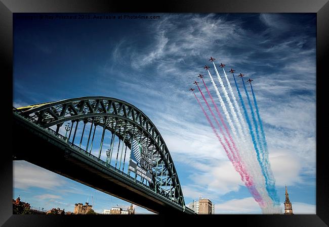  Red Arrows Flying Over The Tyne Bridge Framed Print by Ray Pritchard