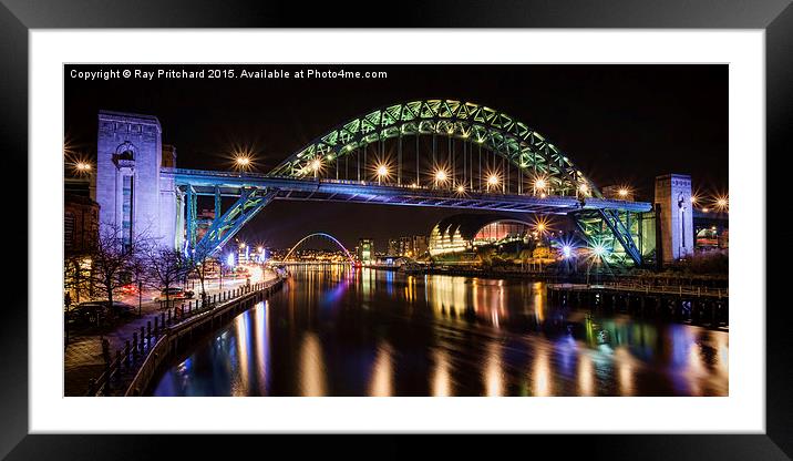  The Tyne Bridge at Night Framed Mounted Print by Ray Pritchard