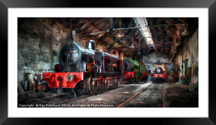 Engine Shed (paint effect) Framed Mounted Print by Ray Pritchard