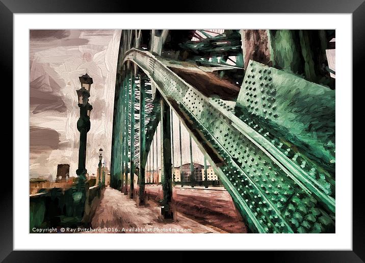 Tyne Bridge (paint effect) Framed Mounted Print by Ray Pritchard