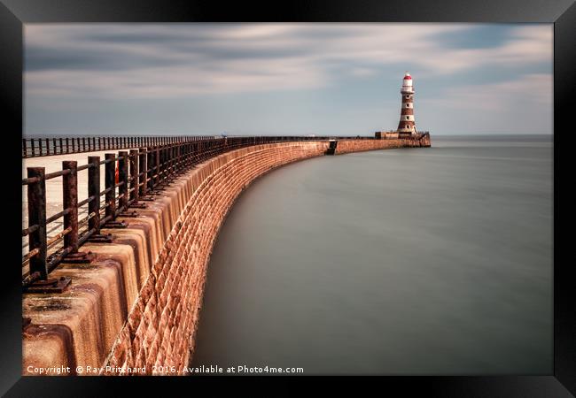 Roker Pier in the Sun Framed Print by Ray Pritchard