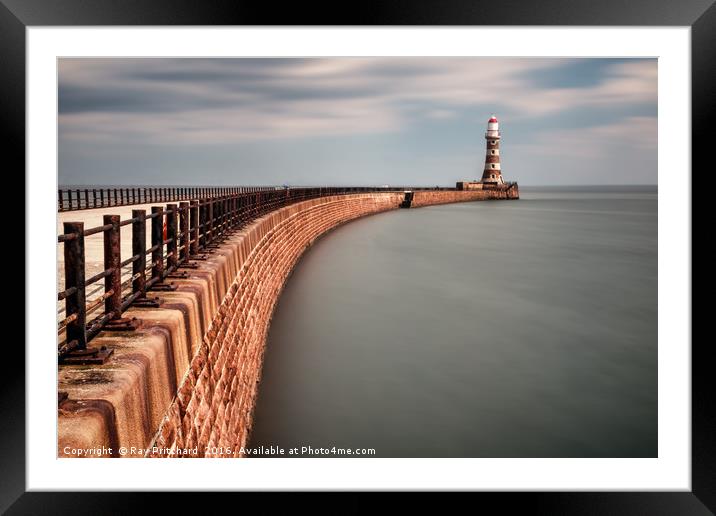 Roker Pier in the Sun Framed Mounted Print by Ray Pritchard