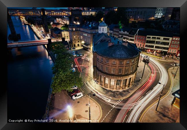 Newcastle Light Trails Framed Print by Ray Pritchard