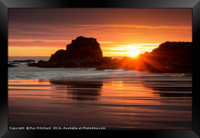 Sunrise at South Shields Beach Framed Print by Ray Pritchard