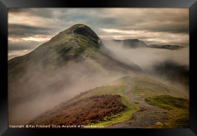 Catbells in the Clouds Framed Print by Ray Pritchard