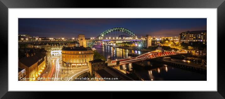 Newcastle Gateshead Skyline Framed Mounted Print by Ray Pritchard
