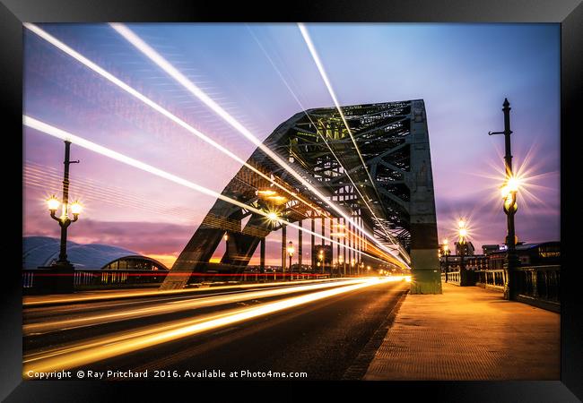 Newcastle Light Trails at Sunrise Framed Print by Ray Pritchard