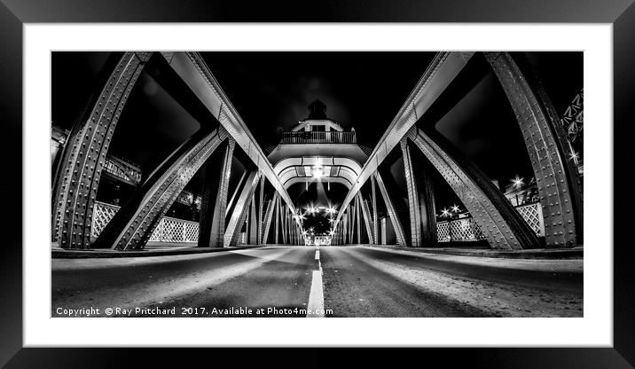 Swing Bridge at Night Framed Mounted Print by Ray Pritchard
