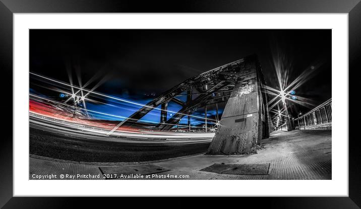 Tyne Bridge Light trails Framed Mounted Print by Ray Pritchard