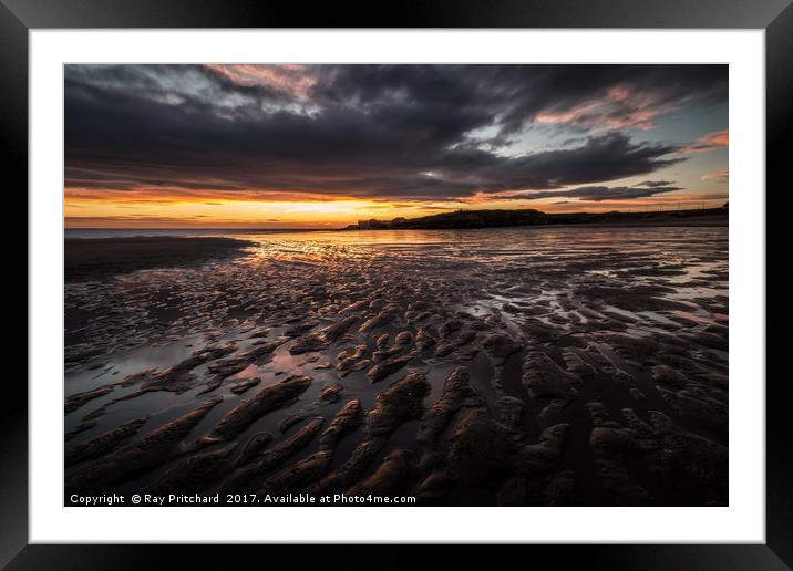 sunrise over South Shields Beach Framed Mounted Print by Ray Pritchard