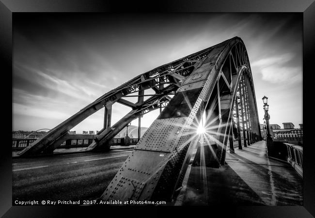 Sun and the Tyne Bridge Framed Print by Ray Pritchard