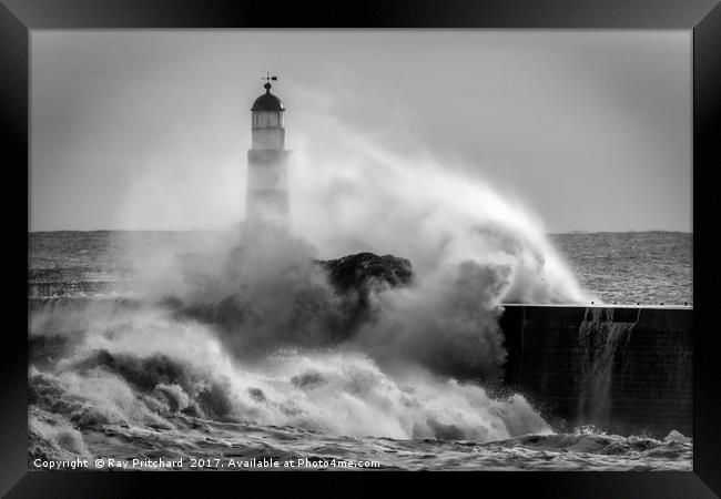 Storm Surge at Seaham Framed Print by Ray Pritchard