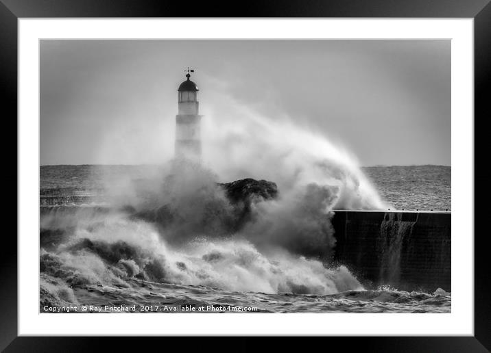 Storm Surge at Seaham Framed Mounted Print by Ray Pritchard
