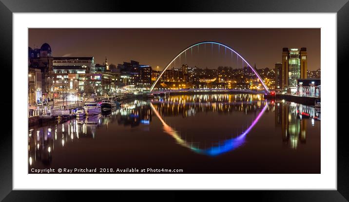 Rainbow Millennium Bridge  Framed Mounted Print by Ray Pritchard