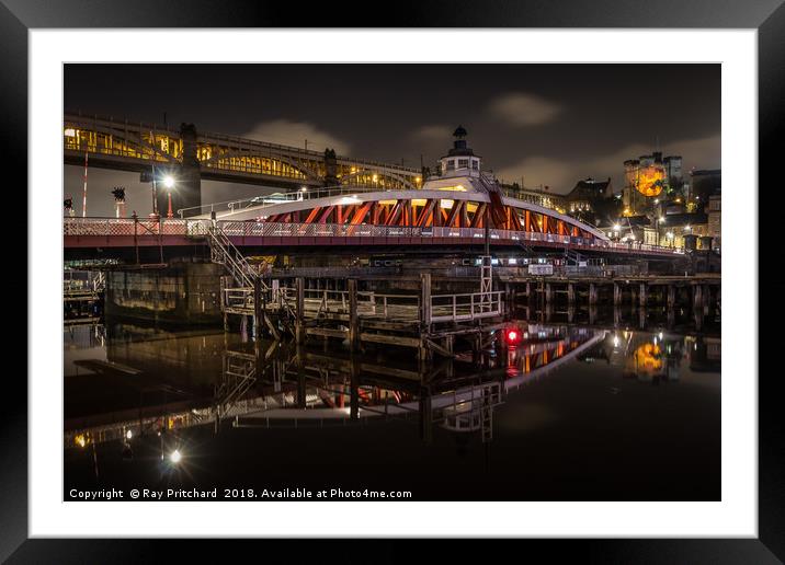 Swing Bridge at Night Framed Mounted Print by Ray Pritchard
