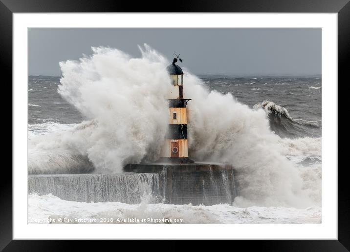 Big Waves at Seaham Framed Mounted Print by Ray Pritchard