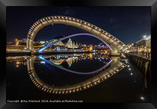 Millennium Bridge Tilted Framed Print by Ray Pritchard