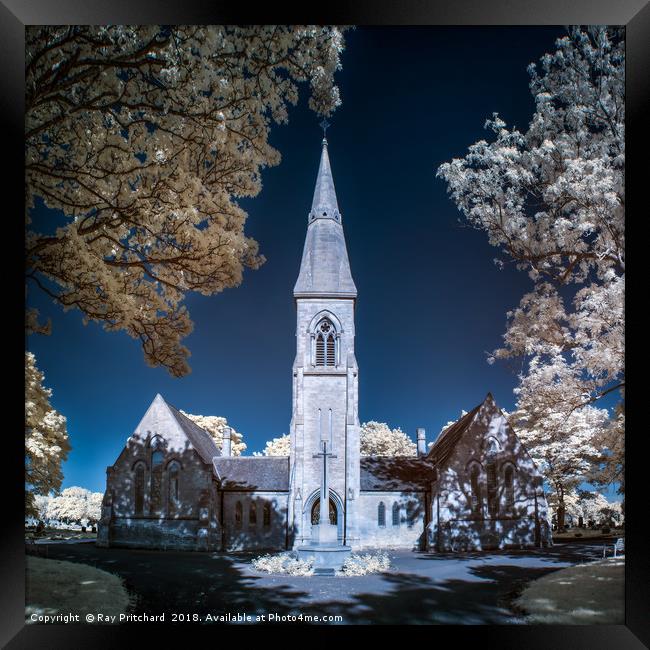 Infrared Chapel Framed Print by Ray Pritchard