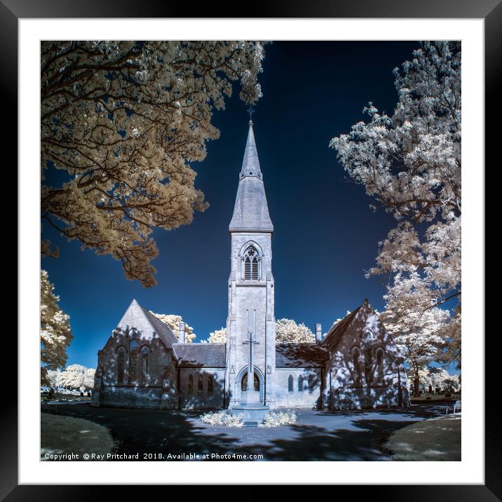 Infrared Chapel Framed Mounted Print by Ray Pritchard