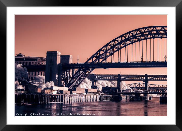 Infrared Tyne Bridge Framed Mounted Print by Ray Pritchard