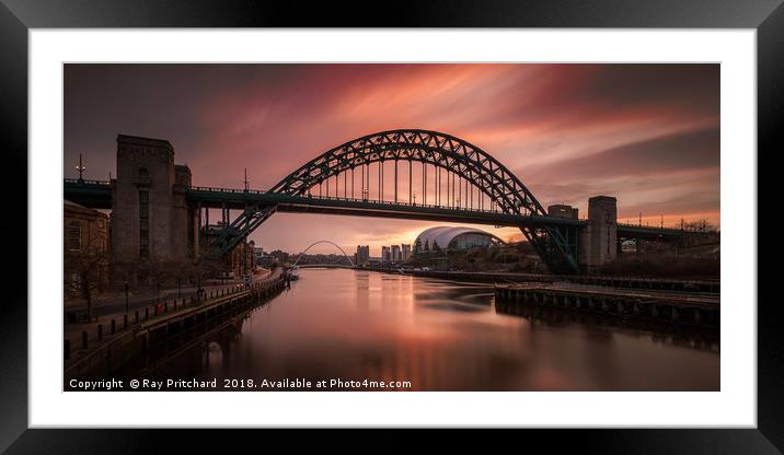 Tyne Bridge Sunrise Framed Mounted Print by Ray Pritchard