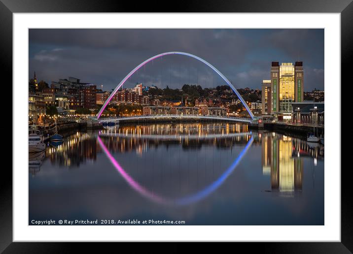 Gateshead Millennium Bridge Framed Mounted Print by Ray Pritchard