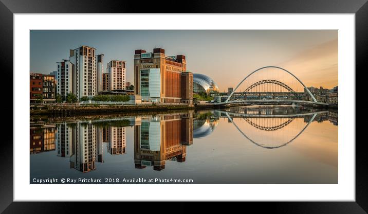 River Tyne Evening Framed Mounted Print by Ray Pritchard
