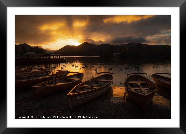 Sunset Over Derwentwater Framed Mounted Print by Ray Pritchard